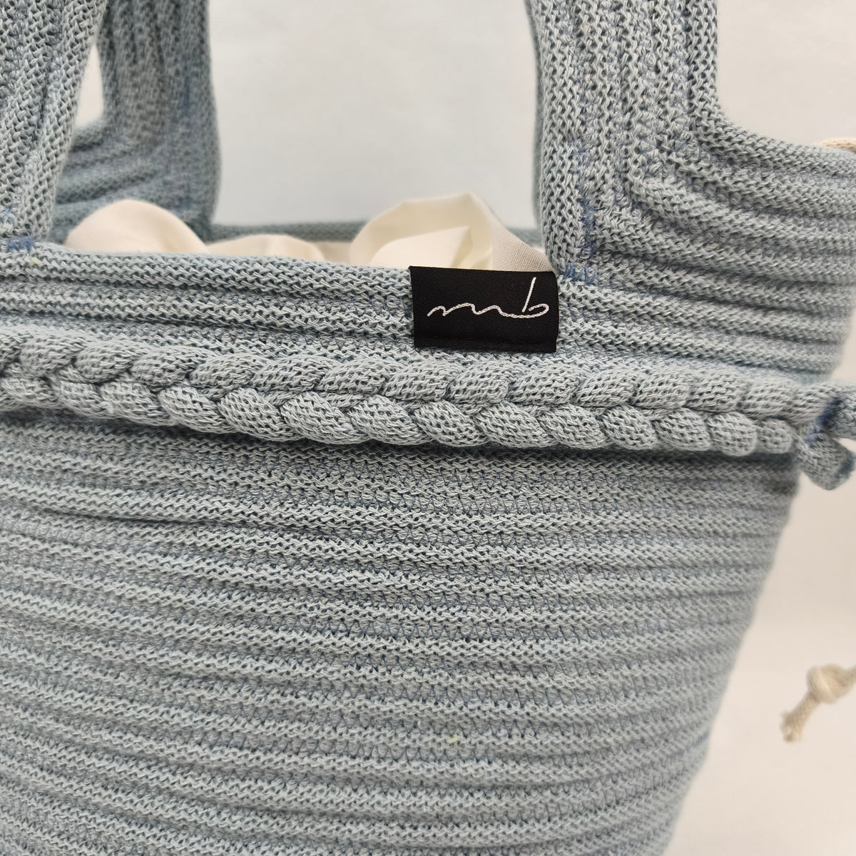Handbag - Handgefertigt aus Kordeln - Unikat in babyblau