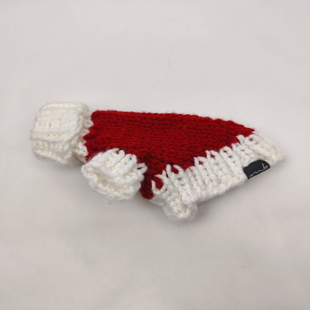 Hundepullover - Handgefertigt - rot/weiss - klein