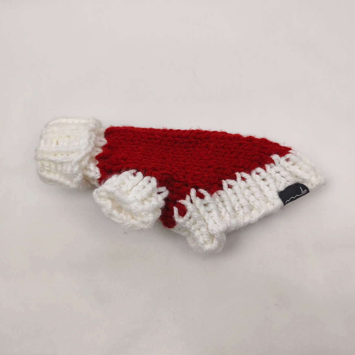 Hundepullover - Handgefertigt - rot/weiss - klein