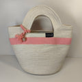 Handgefertigte Handtasche aus Kordeln - Unikat in Beige/Pink