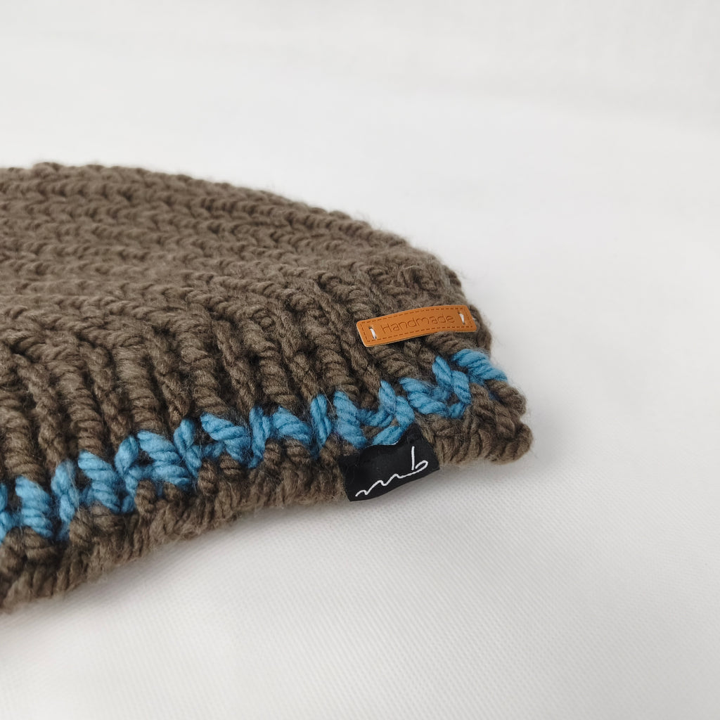 Hundepullover - Handgemacht - grau/blau - mittel