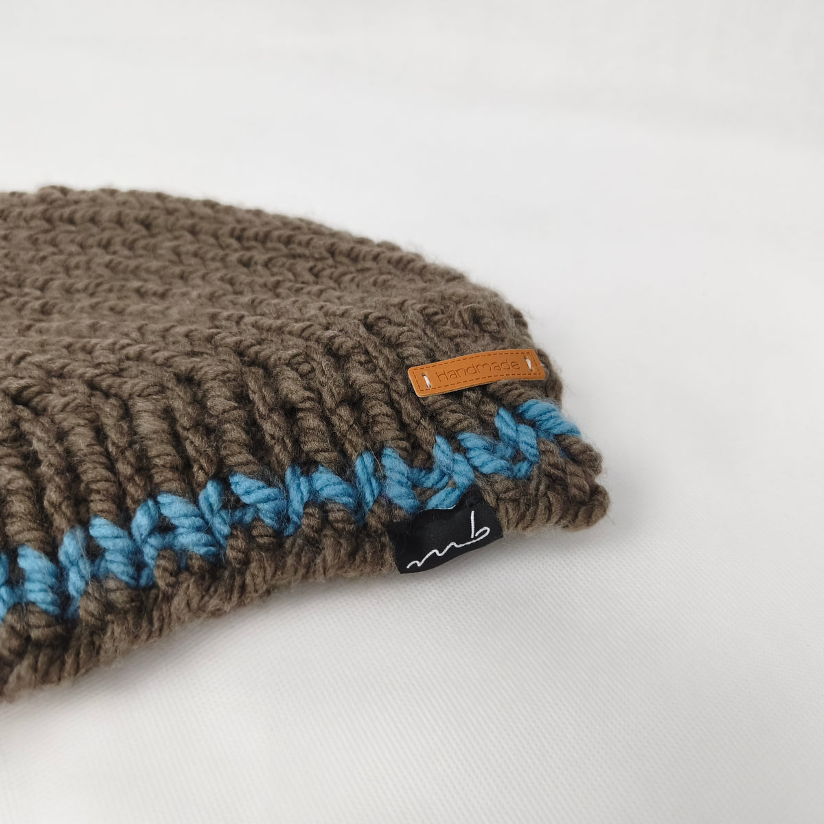 Hundepullover - Handgemacht - grau/blau - mittel
