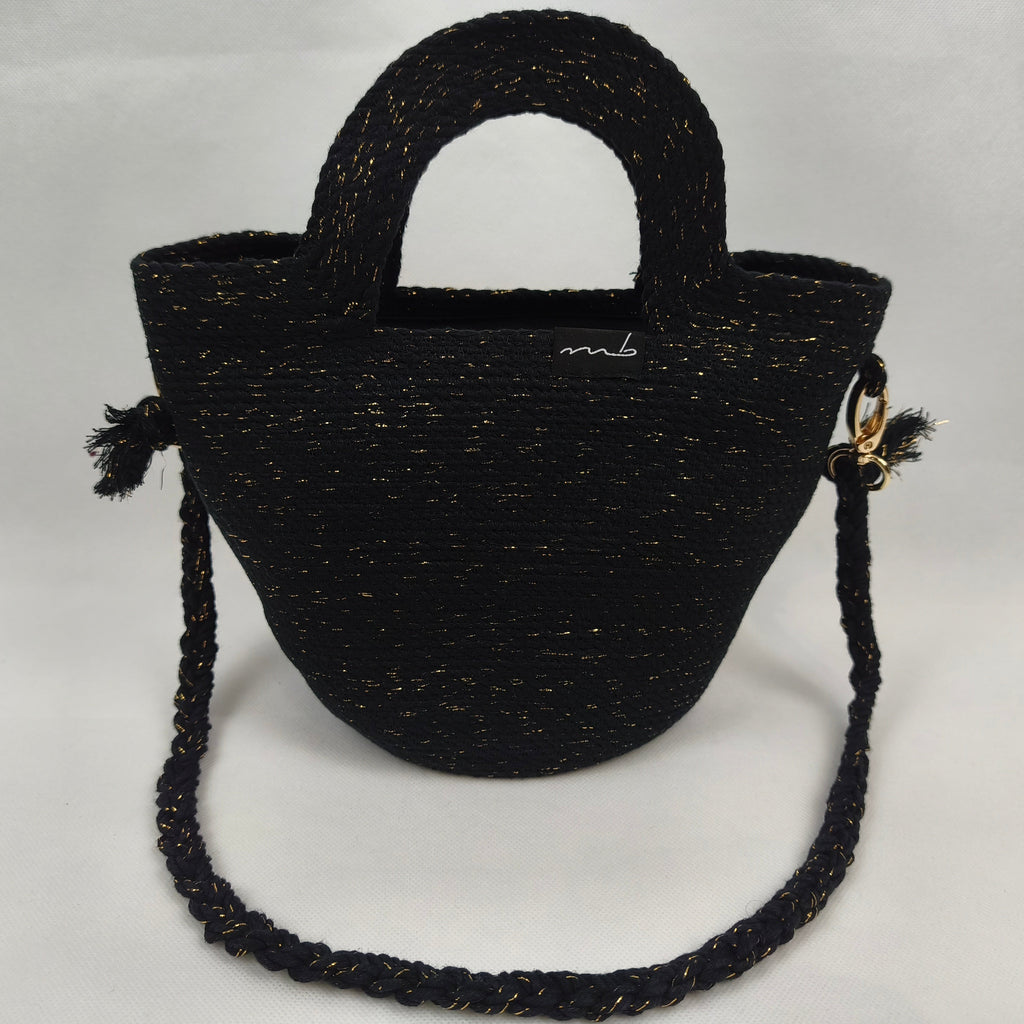 Handbag - Handgefertigt aus Kordeln - Unikat in schwarz/gold