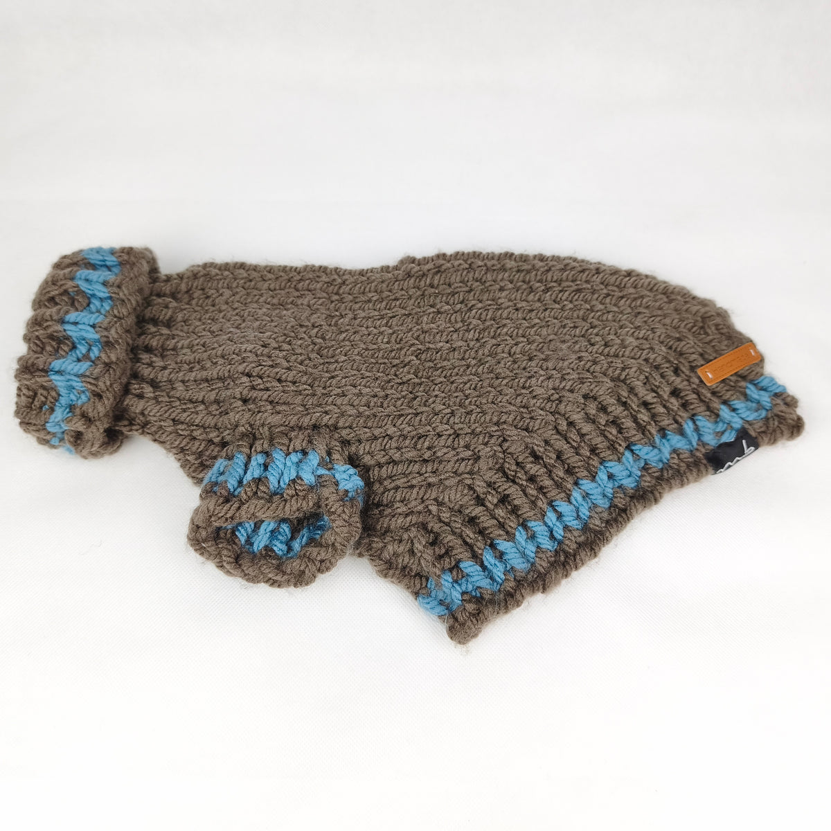 Hundepullover - Handgemacht - grau/blau - mittel
