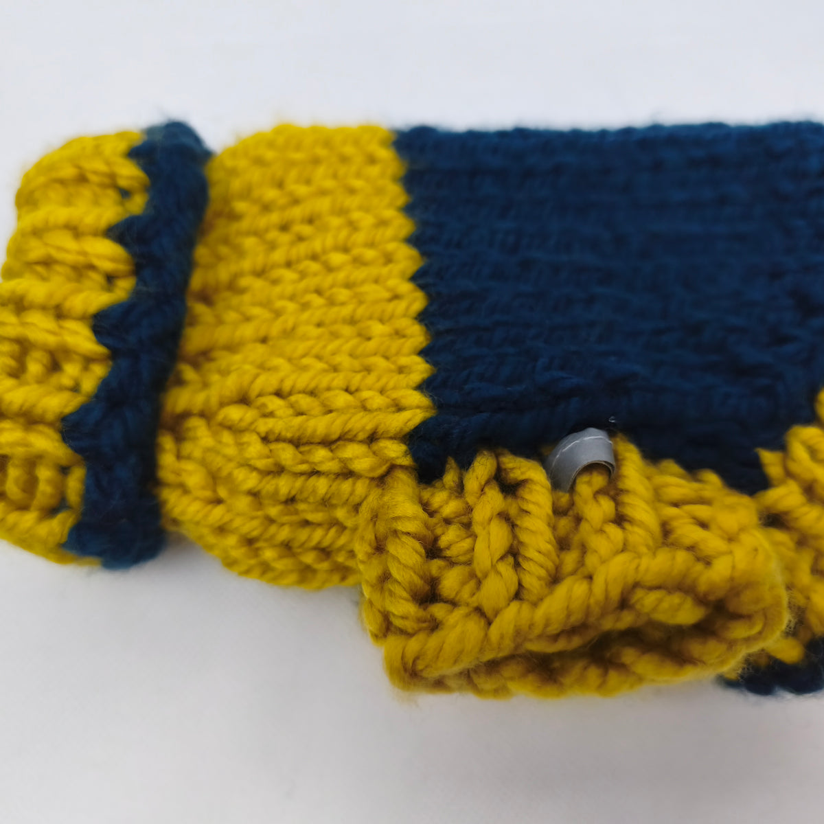 Hundepullover - Handgefertigt - gelb/blau - klein