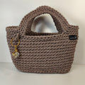 Handgefertigte Handtasche gehäkelt aus Baumwolle- Unikat in Taupe