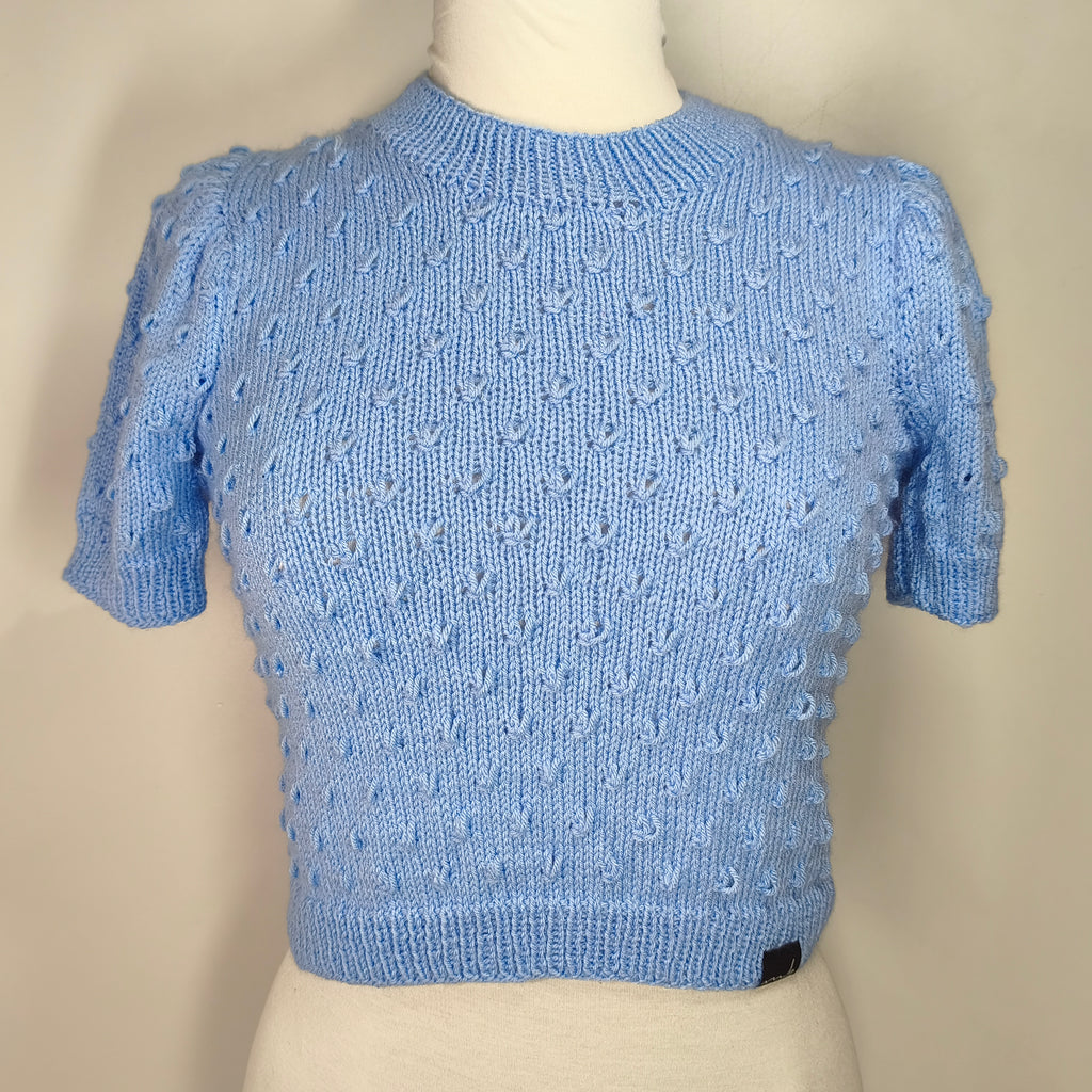 Handgestricktes Oberteil - babyblau