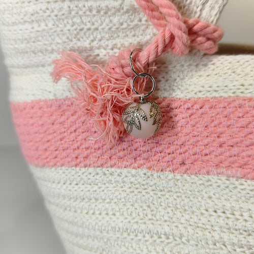 Handgefertigte Handtasche aus Kordeln - Unikat in Beige/Pink