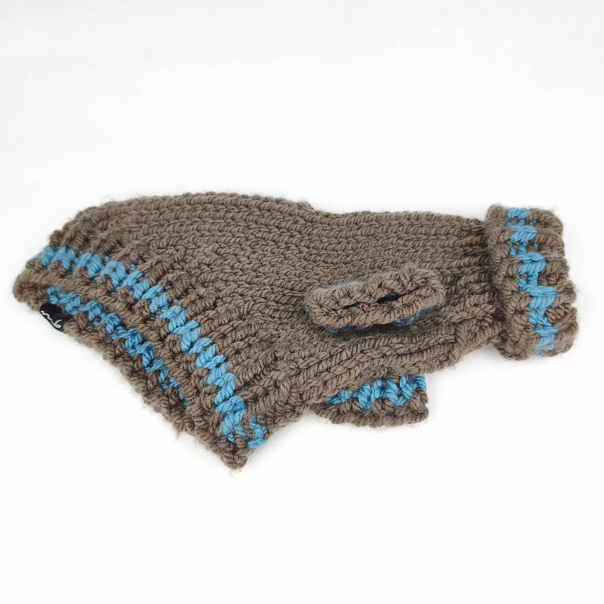 Hundepullover - Handgemacht - grau/blau - mittel