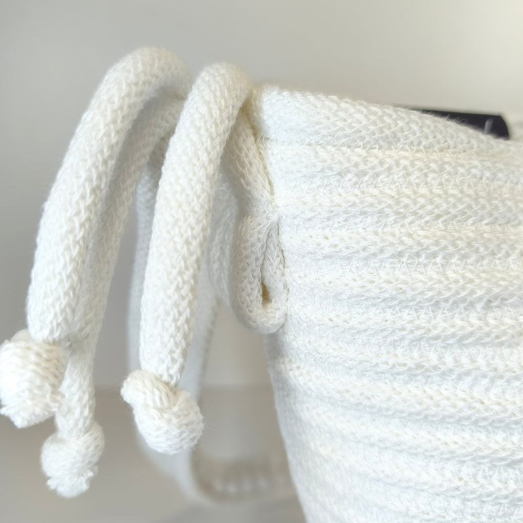 Handgefertigte Handtasche mit Umhängegurt aus Kordeln - Unikat in Weiss