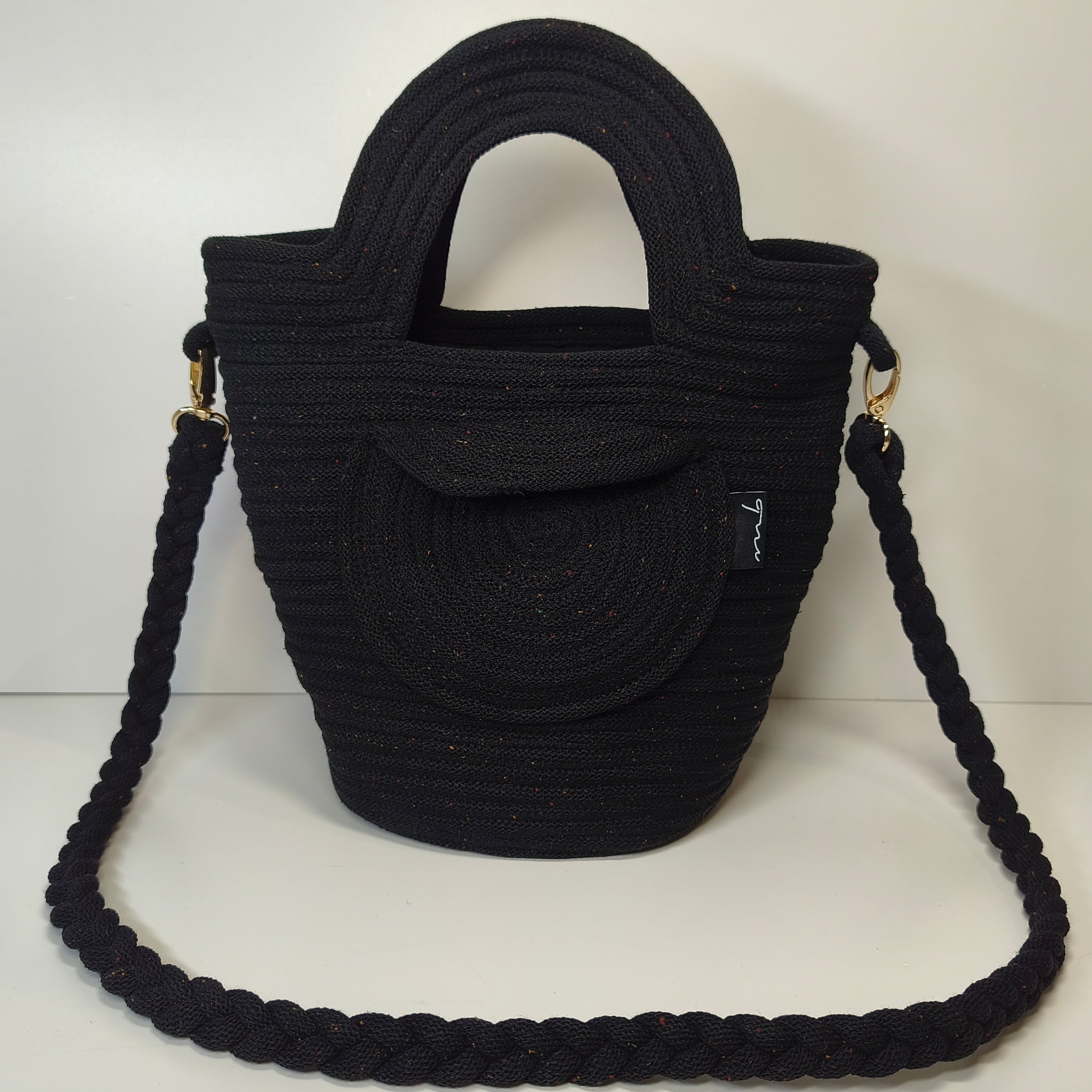 Shopper Bag - Handgefertigt aus Kordeln - Unikat in schwarz