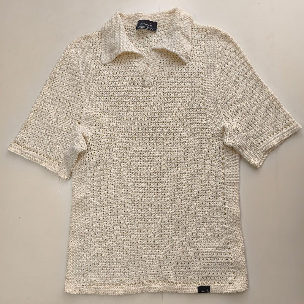 Poloshirt Handgefertigt aus Baumwolle - cremeweiss