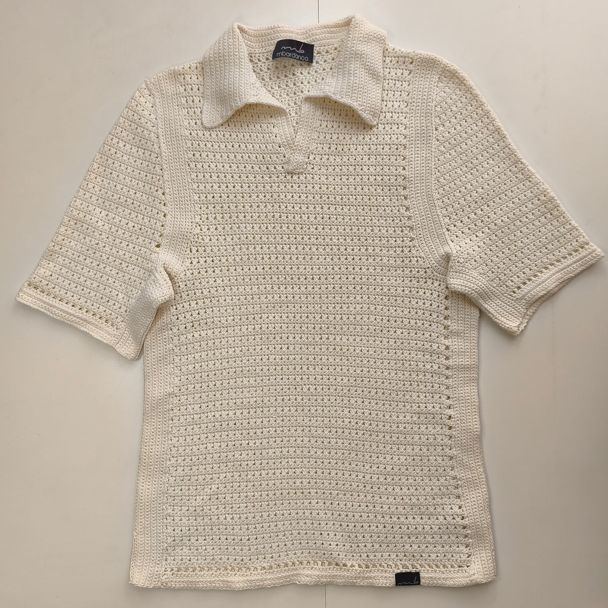 Poloshirt Handgefertigt aus Baumwolle - cremeweiss
