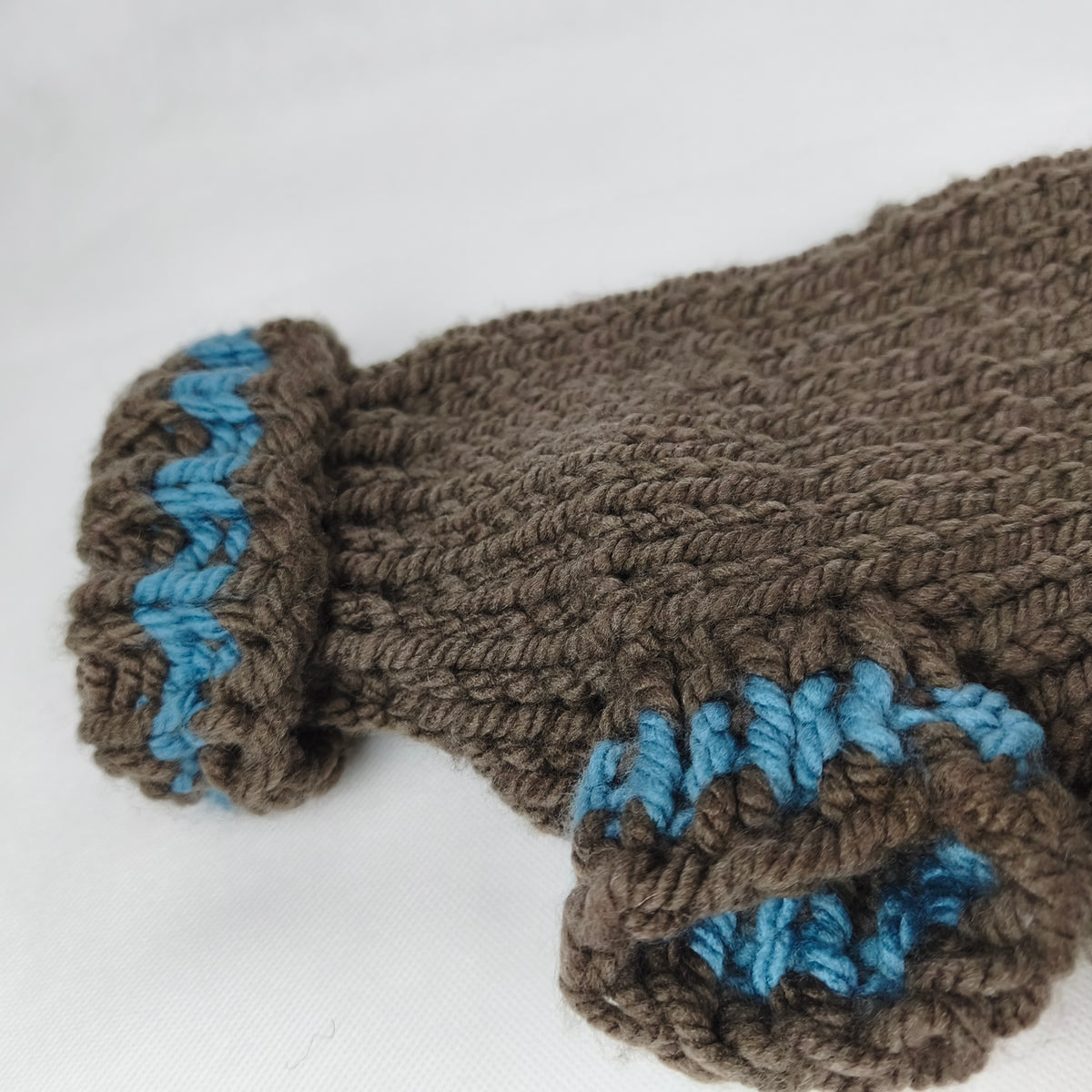 Hundepullover - Handgemacht - grau/blau - mittel