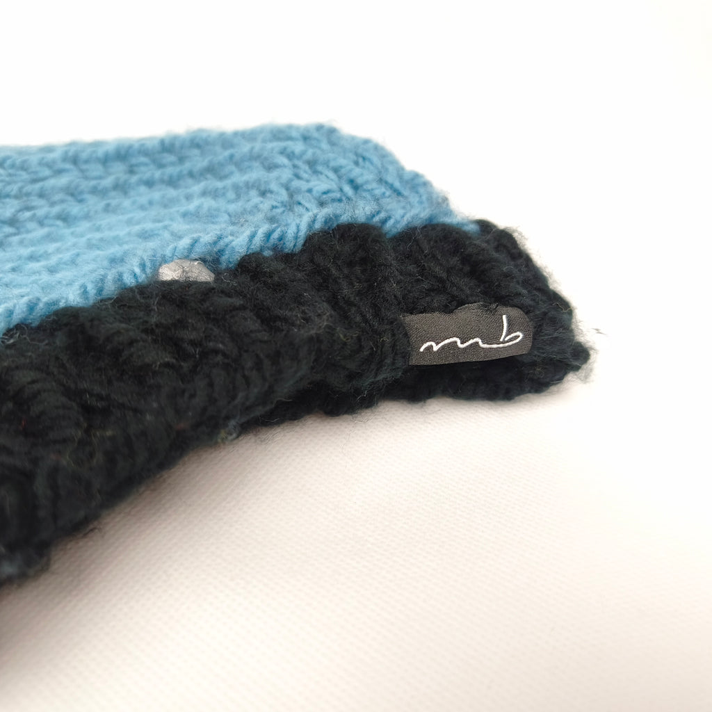 Hundepullover - Handgemacht - blau/schwarz - mittel